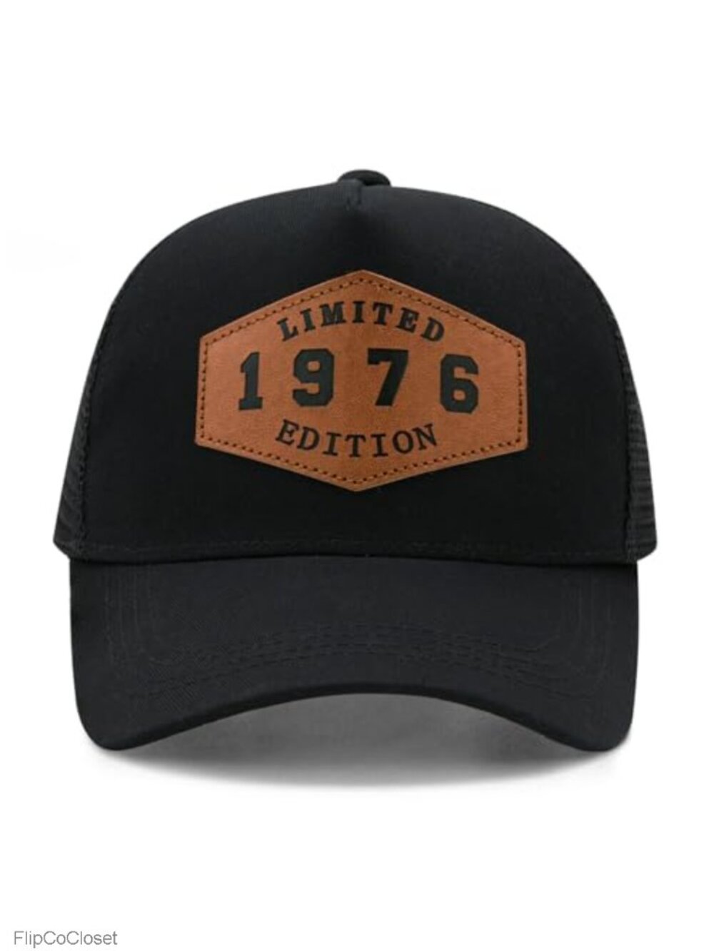 Vintage Mesh Trucker Hat, Leather Patch Birthday Gift, Adjustable Snapback for